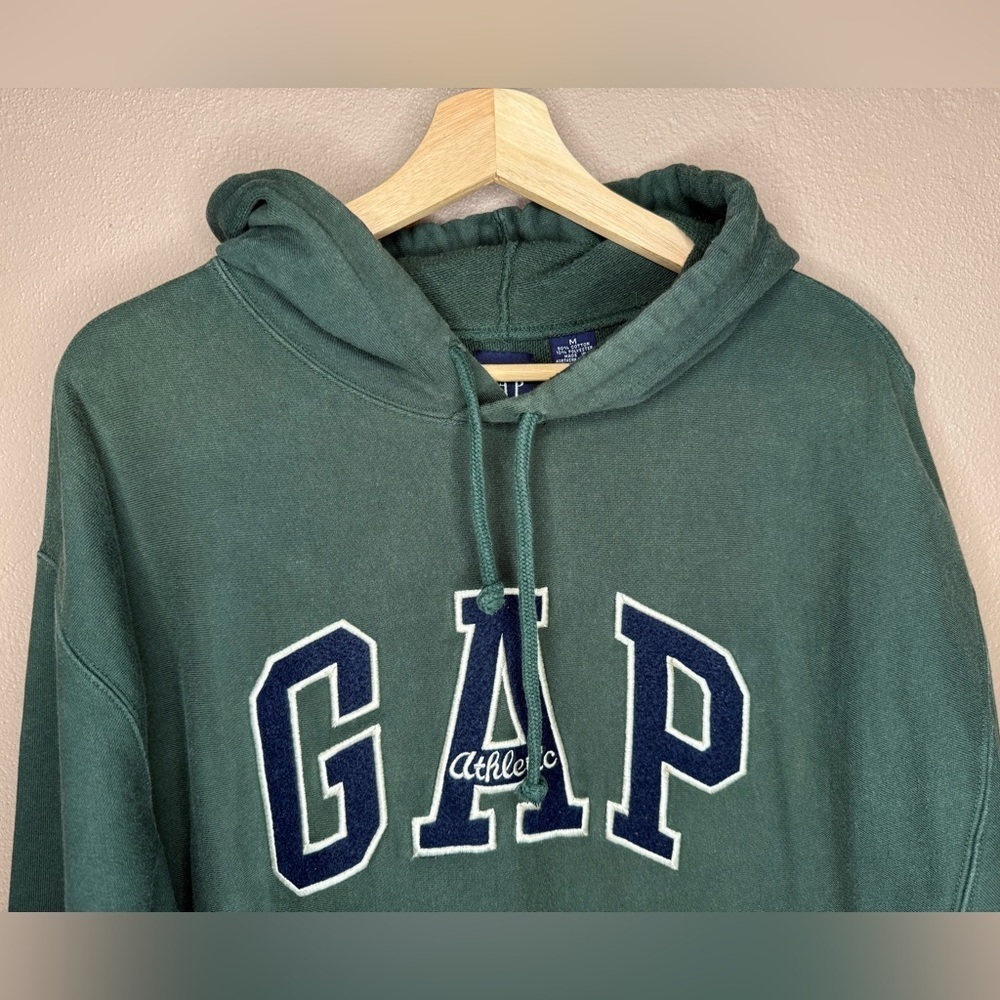 GAP Mens Vintage Dark Green Pullover Hoodie Size Medium Streetwear Retro Classic - Picture 8 of 16